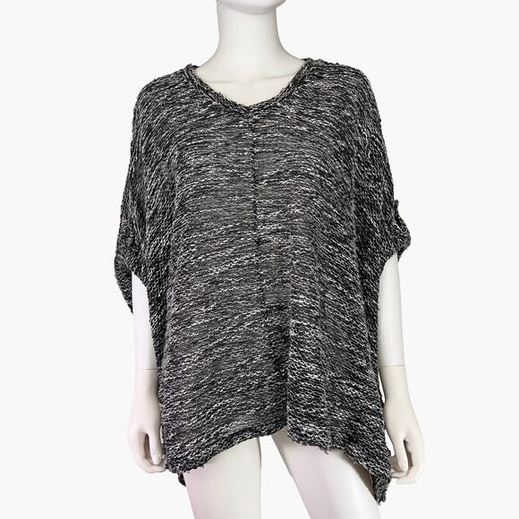 FRENCH LAUNDRY V-Neck Knit Poncho Sweater (Charcoal | Size OS) - Picture 1 of 7